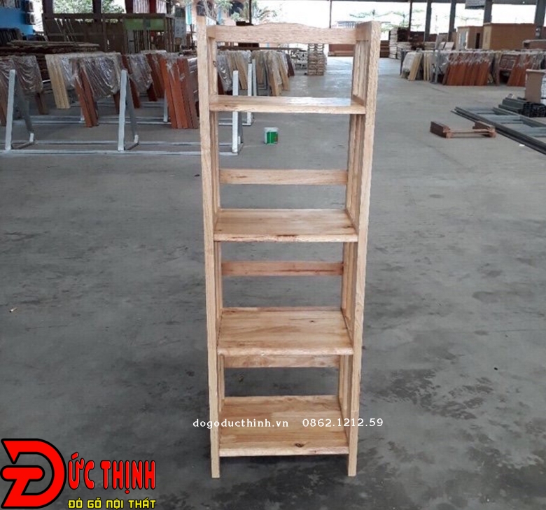 Kệ để đồ trang trí gỗ cao su 4 tầng (2 màu)
