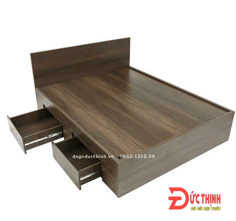 Combo giường MDF có ngăn kéo + Nệm cao su xanh 4s