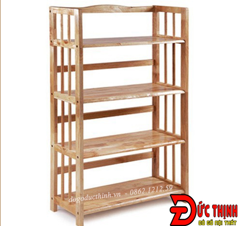 Kệ để đồ trang trí gỗ cao su 4 tầng (2 màu)