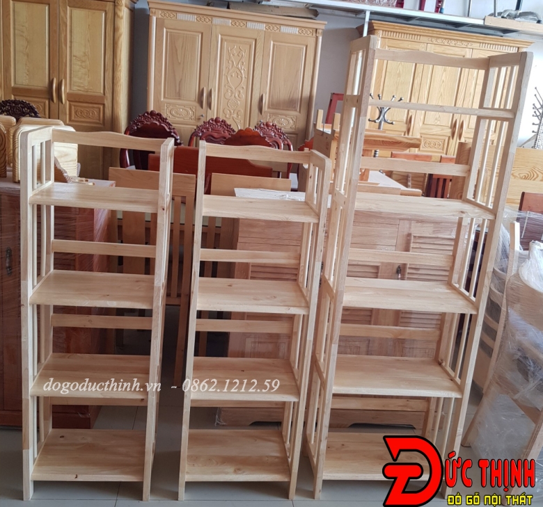 Kệ để đồ trang trí gỗ cao su 4 tầng (2 màu)