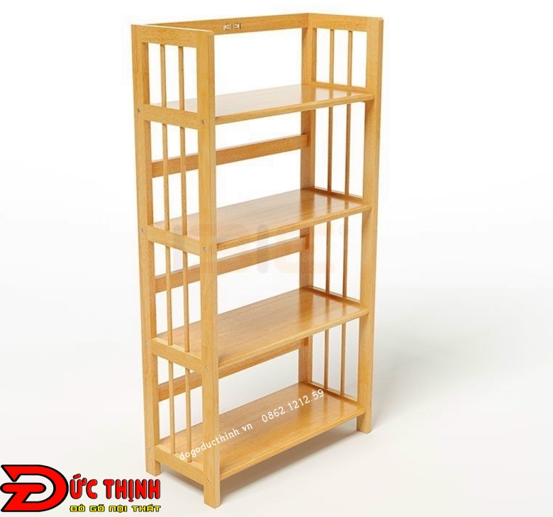 Kệ để đồ trang trí gỗ cao su 4 tầng (2 màu)