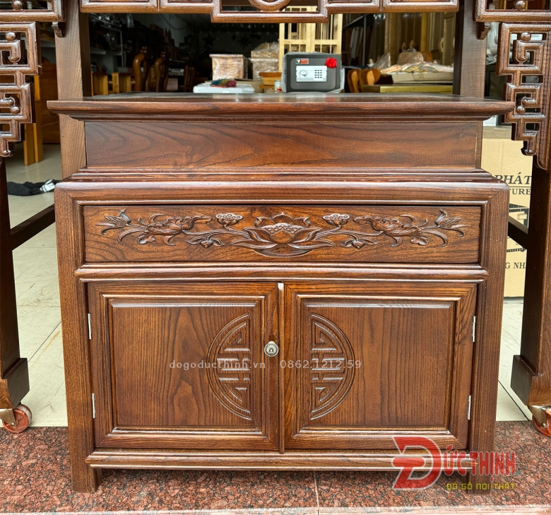 Án gian thờ gỗ sồi 127 - tủ gầm - 2 ngăn kéo