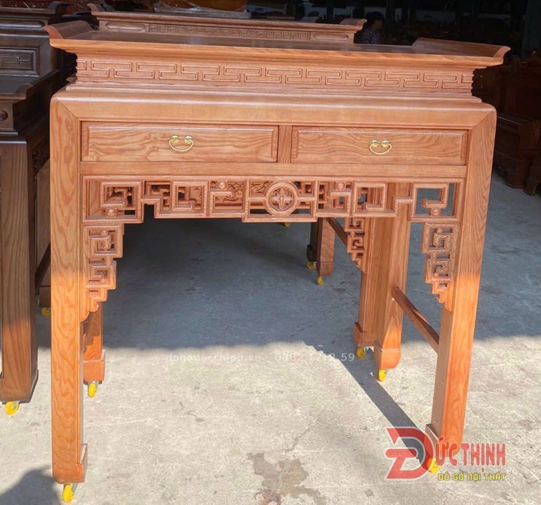 Án gian thờ gỗ sồi 127 - tủ gầm - 2 ngăn kéo