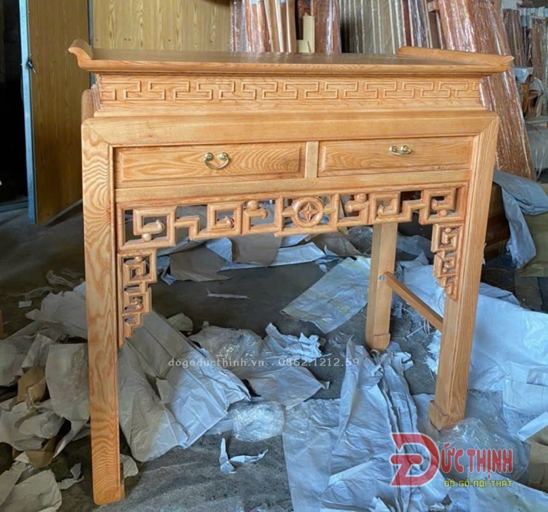 Án gian thờ gỗ sồi 127 - tủ gầm - 2 ngăn kéo