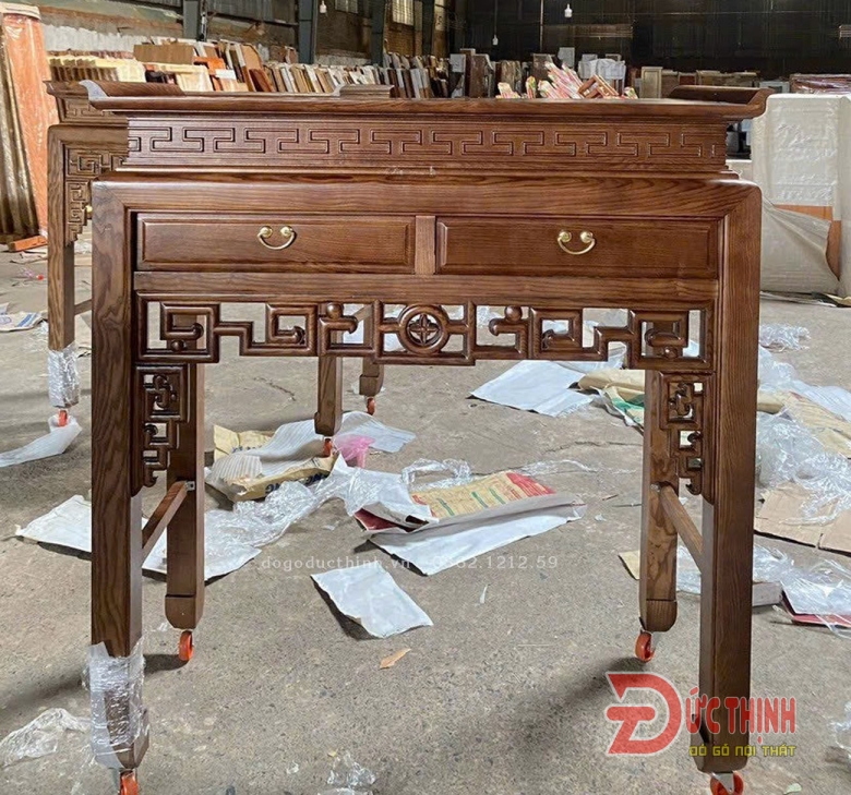 Án gian thờ gỗ sồi 127 - tủ gầm - 2 ngăn kéo