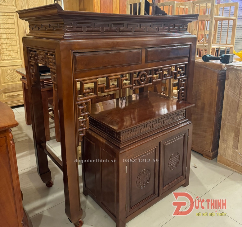 Án gian thờ gỗ sồi 127 - tủ gầm - 2 ngăn kéo