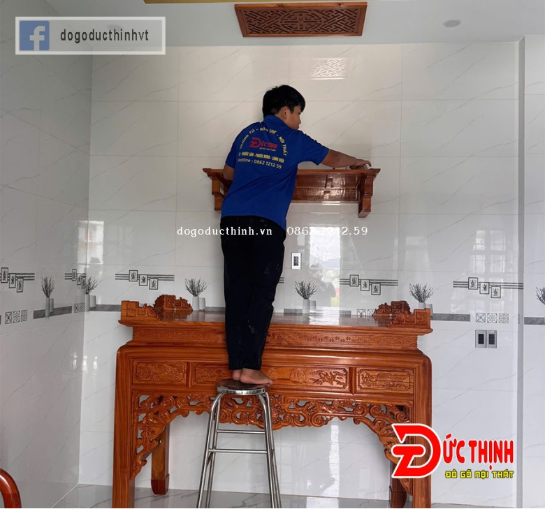 Án Gian thờ gỗ đỏ 175 - nhất cấp - NGŨ PHÚC