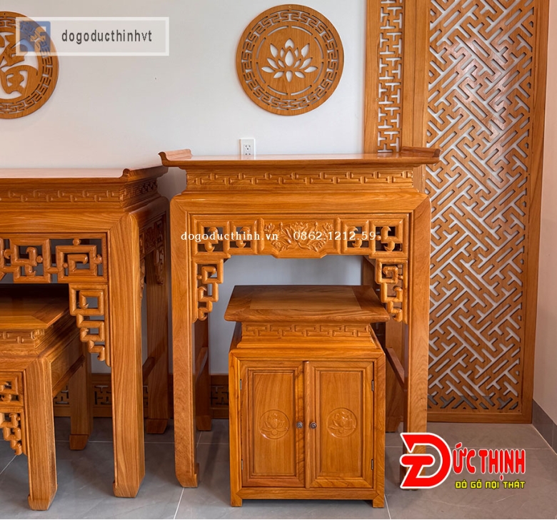 ÁN GIAN THỜ GỖ ĐỎ 107x133 - TỦ GẦM 