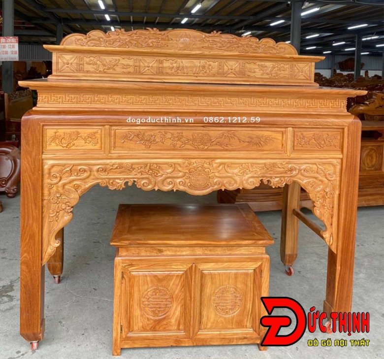 Án Gian thờ gỗ đỏ nhị cấp 175 - Mẫu ngũ phúc
