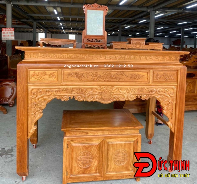 Án Gian thờ gỗ đỏ nhị cấp 175 - Mẫu ngũ phúc