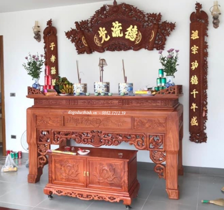 Án gian thờ gỗ Hương đá - Tủ phụ