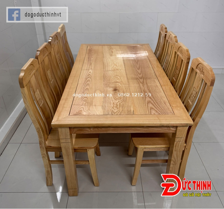 Bàn ăn gỗ sồi - Vuông - 8 ghế