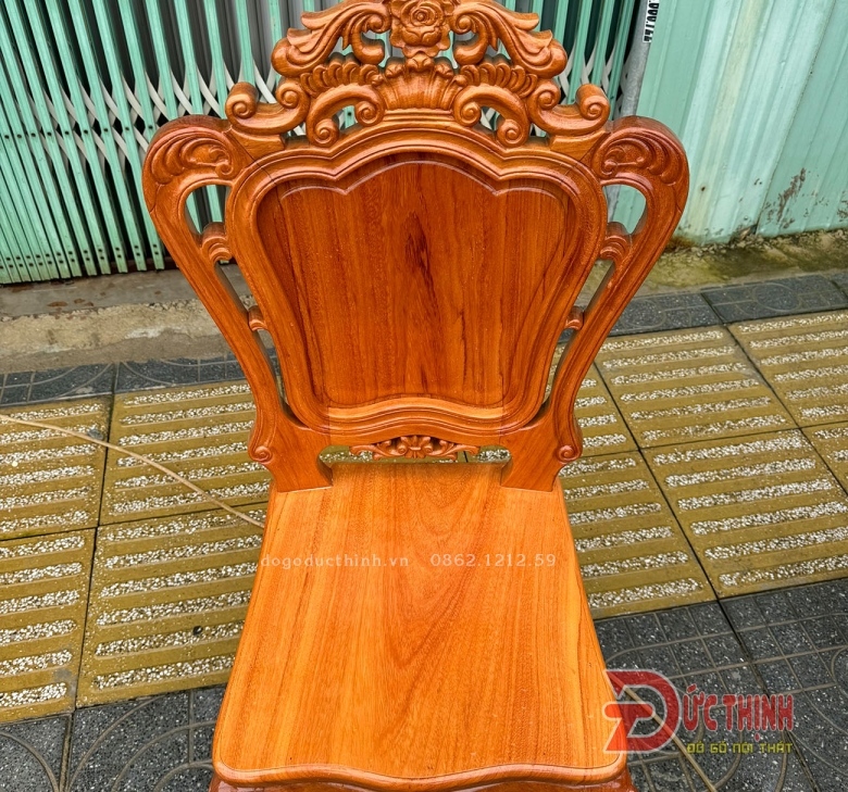 BÀN ĂN NGUYÊN KHỐI GỖ ĐỎ - 10 GHẾ LOUIS - BÀN N89xD265xD16