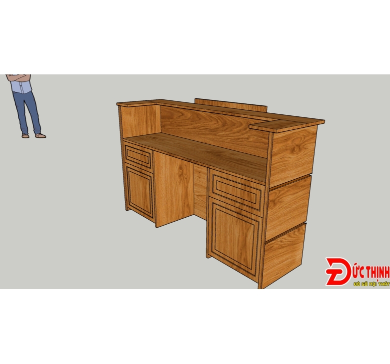 Bản vẽ bàn lễ tân gỗ đỏ