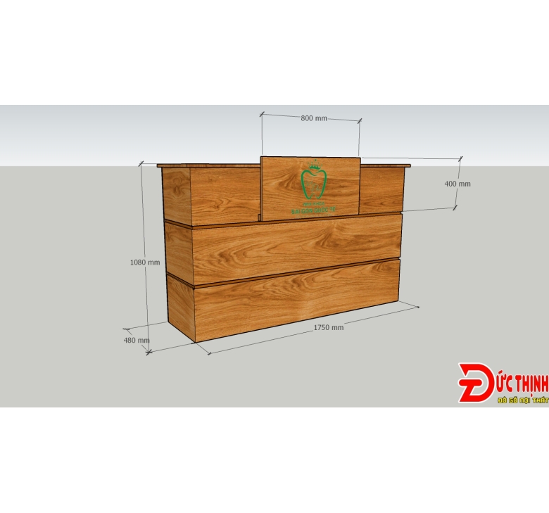 Bản vẽ bàn lễ tân gỗ đỏ