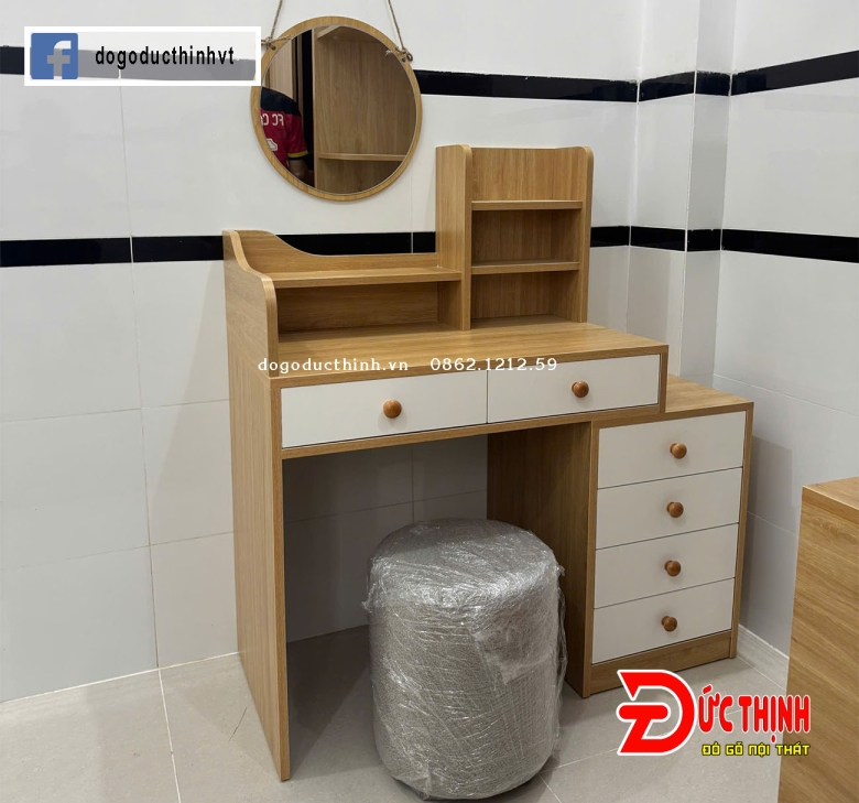 Bàn trang điểm gỗ MDF hiện đại (trọn bộ bàn, ghế, gương)