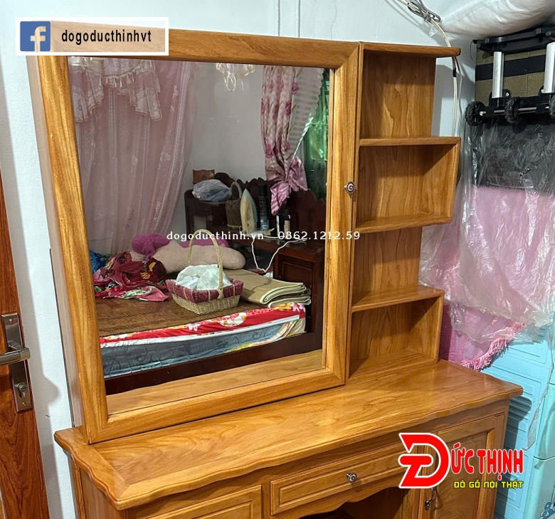 Bàn phấn gỗ đỏ 1m20 - Cánh trượt