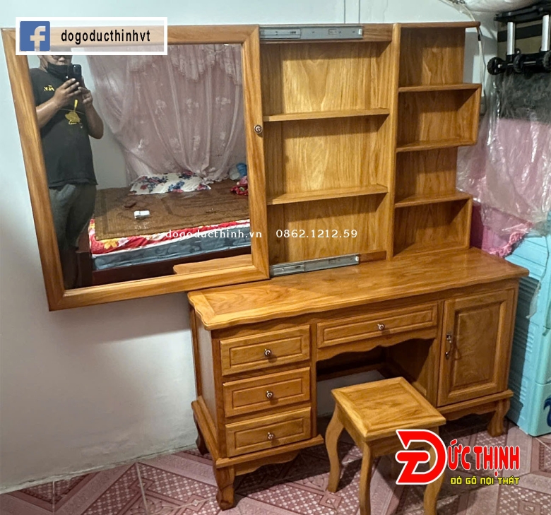 Bàn phấn gỗ đỏ 1m20 - Cánh trượt