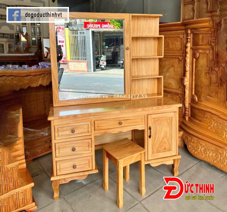 Bàn phấn gỗ đỏ 1m20 - Cánh trượt
