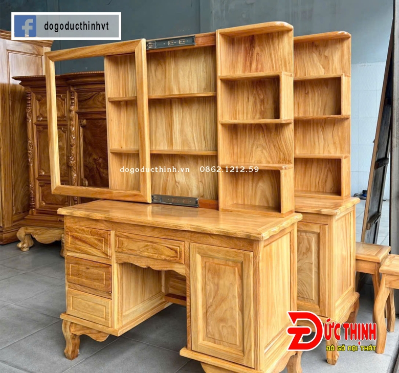 Bàn phấn gỗ đỏ 1m20 - Cánh trượt