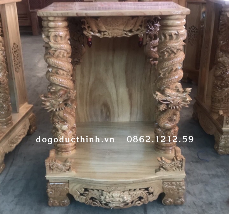 Bàn thờ ông Địa gỗ đỏ - Rồng cuộn - 80