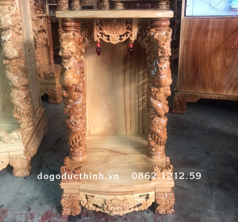 Bàn thờ ông Địa gỗ đỏ - Rồng Sư - 50