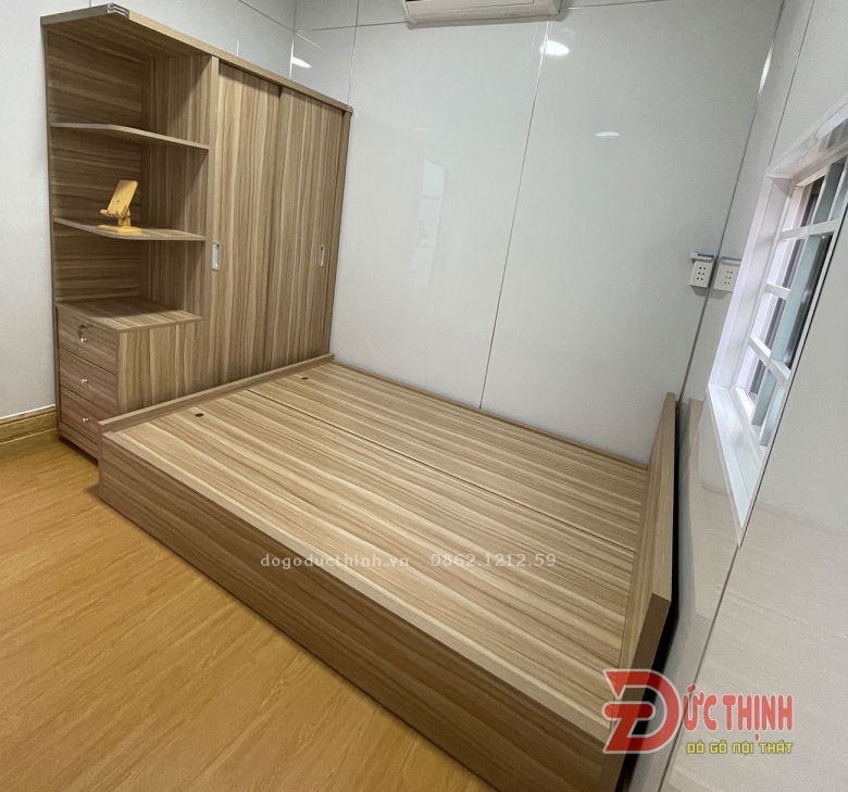 COMBO PHÒNG NGỦ HIỆN ĐẠI GỖ MDF: GIƯỜNG + TỦ CÁNH TRƯỢT