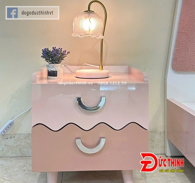 Combo phòng ngủ gỗ MDF tone màu hồng 2025