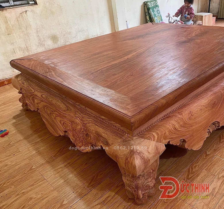 Sập gõ đỏ Hương đá - Sập chân quỳ trơn