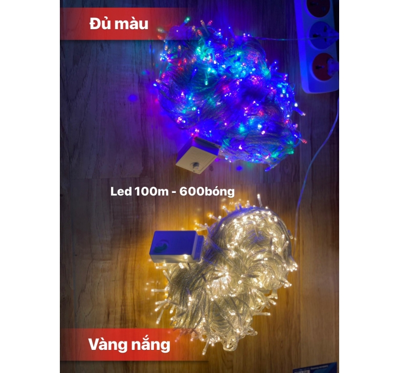 Dây chớp led đủ màu 10m 600 bóng