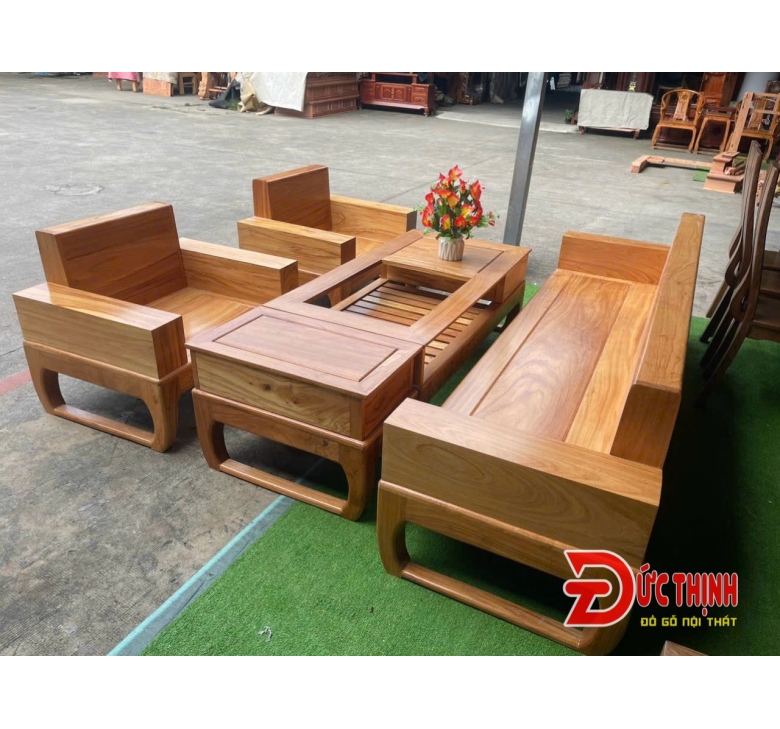 Sofa gỗ đỏ hộp - chân hưu 5 món