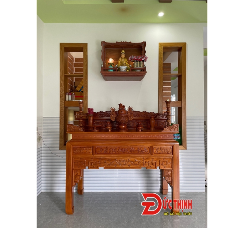 Án Gian thờ gỗ đỏ nhị cấp 175 - Mẫu ngũ phúc