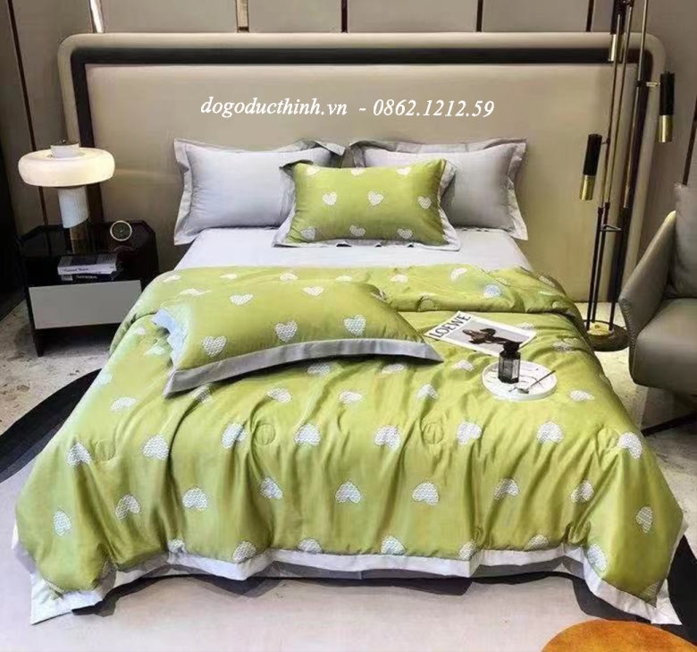 Bộ chăn drap gối Lụa Satin Thái in họa tiết sang trọng