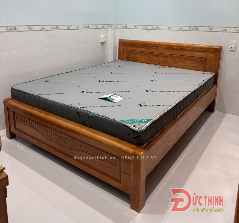 Giường ngủ gỗ sồi - Vạt phản nan - Lau màu gỗ đỏ