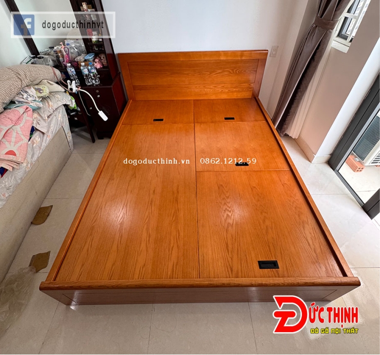 Giường ngủ gỗ sồi Nga mẫu trơn hiện đại