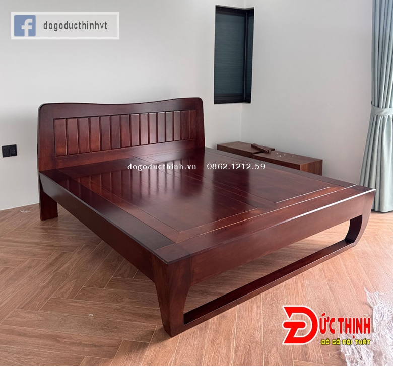 Giường ngủ Zito kiểu Nhật - gỗ đỏ tự nhiên