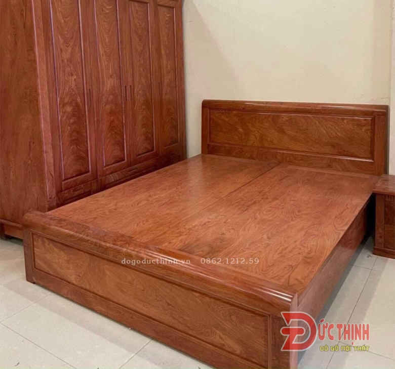 Giường Ngủ Gỗ Hương Đá Có Ngăn Kéo, Vạt Phản