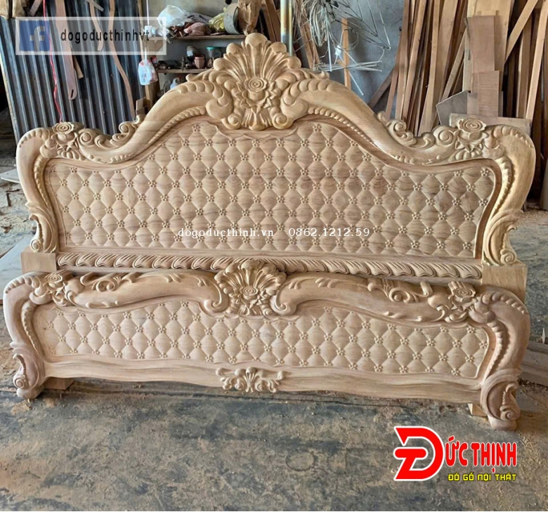 Giường ngủ gỗ lát - mẫu Louis Hoàng Gia 