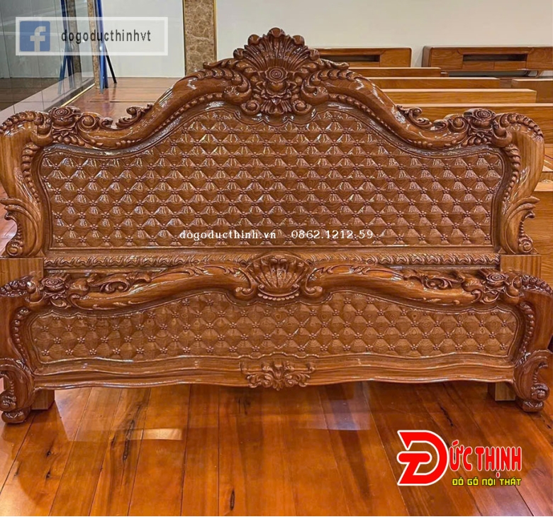 Giường ngủ gỗ lát - mẫu Louis Hoàng Gia 