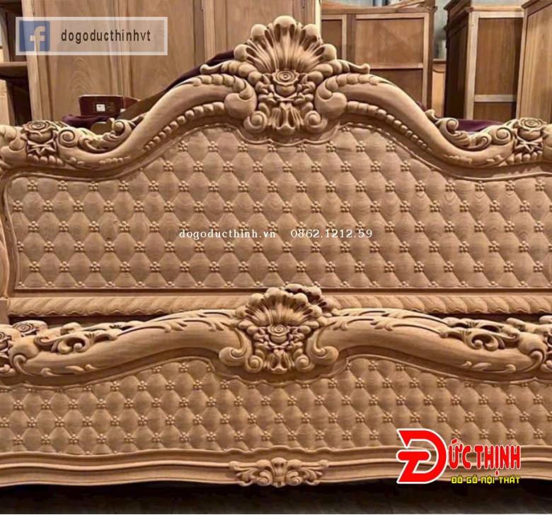 Giường ngủ gỗ lát - mẫu Louis Hoàng Gia 