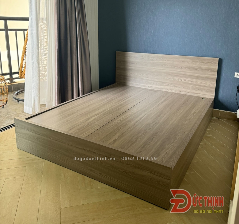 Giường ngủ gỗ MDF hiện đại - màu gỗ sồi