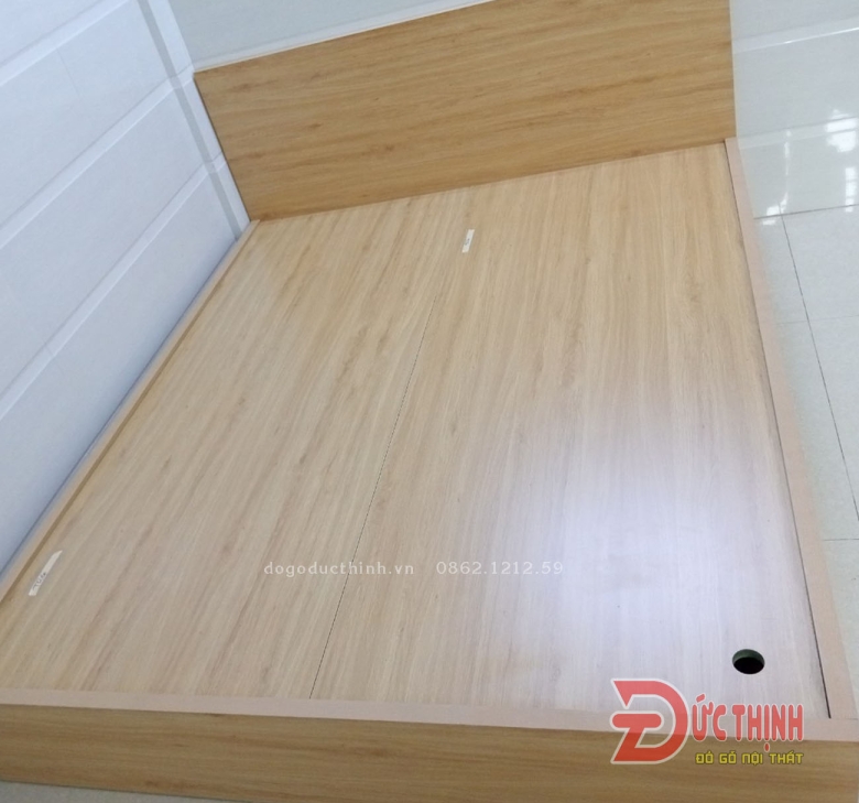 Giường ngủ gỗ MDF hiện đại - màu gỗ sồi