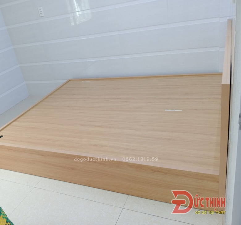 Giường ngủ gỗ MDF hiện đại - màu gỗ sồi