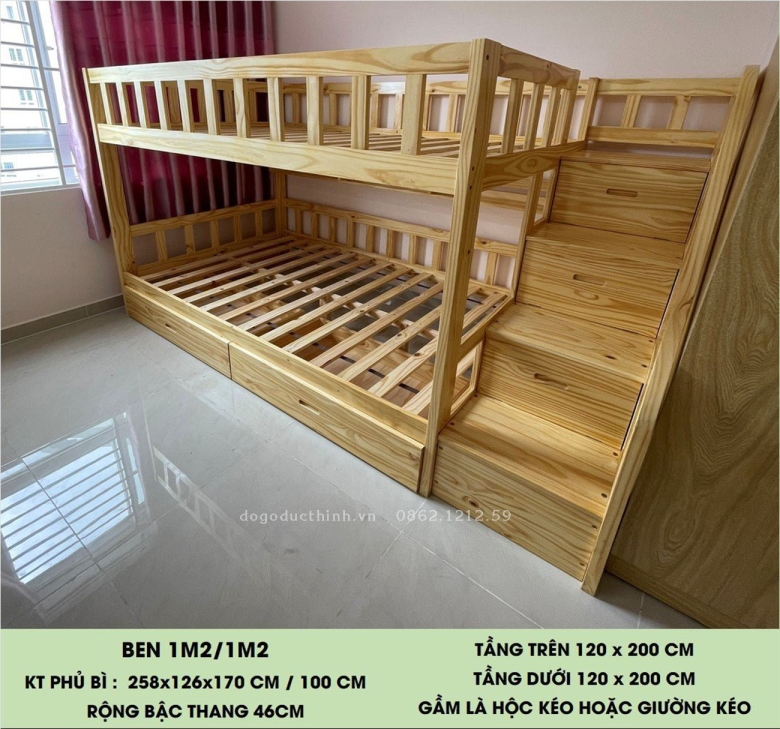 Giường Tầng Cao Cấp mẫu BS BEN 1M2/1M2 