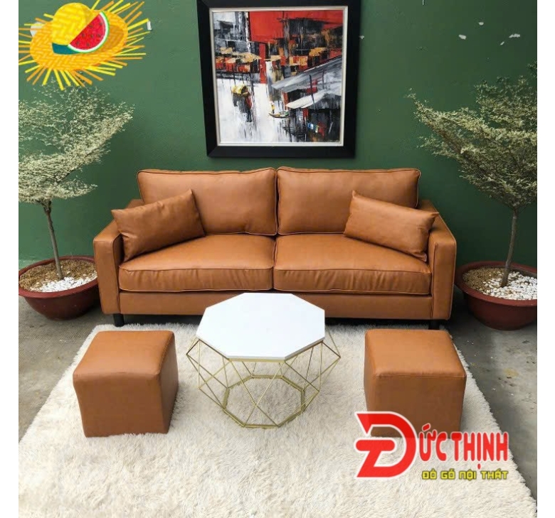 Sofa nệm - màu nâu da bò