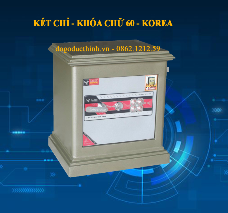 KÉT SẮT CHỈ - KHÓA CHỮ 60 - KOREA - XANH LÁ