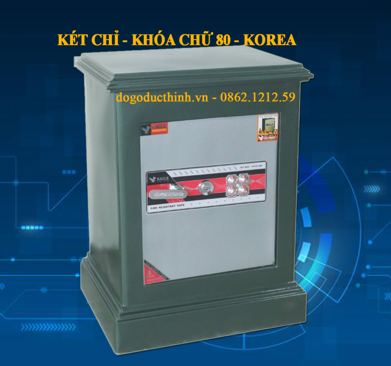 KÉT SẮT CHỈ - KHÓA CHỮ 80 - KOREA - XANH LÁ