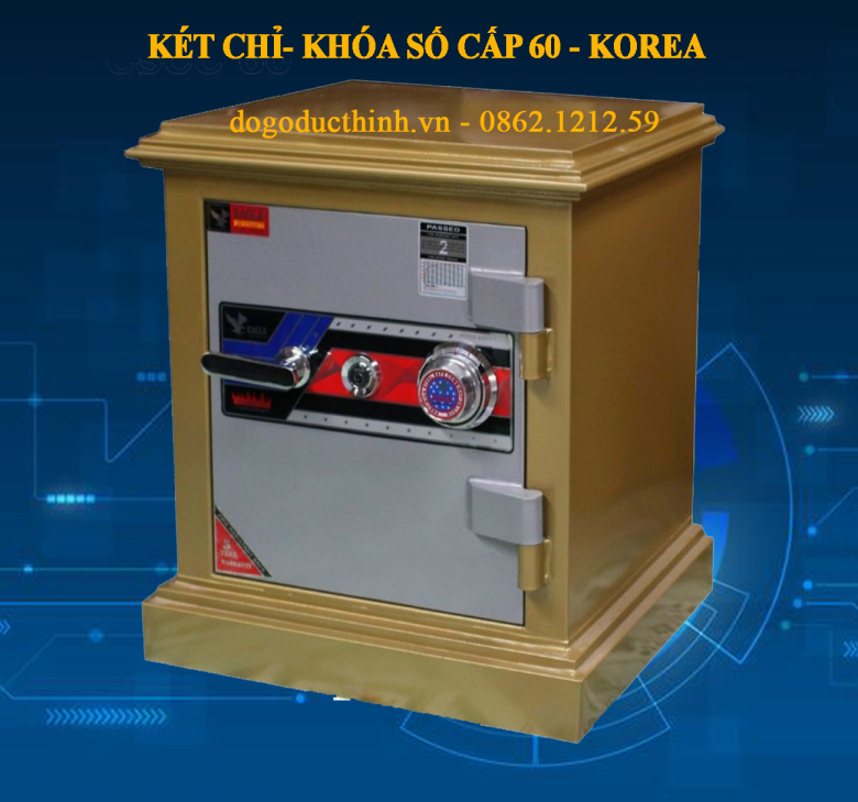 KÉT SẮT CHỈ - KHÓA SỐ CAO CẤP 60 - KOREA - VÀNG