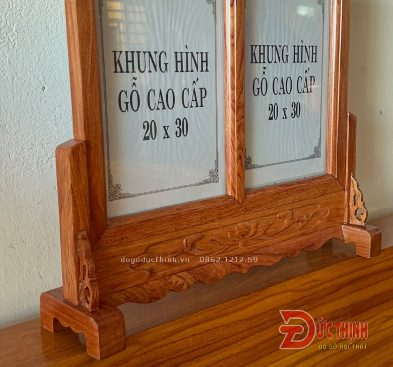 KHUNG ẢNH THỜ GỖ HƯƠNG ĐÁ (khung đôi)