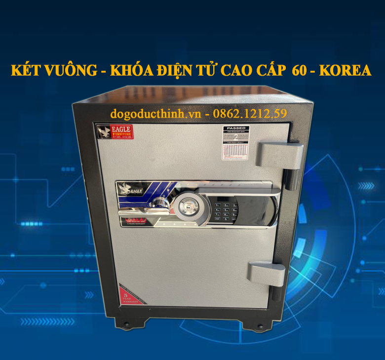 KÉT SẮT VUÔNG - KHÓA ĐIỆN TỬ CAO CẤP 60 - KOREA - ĐEN